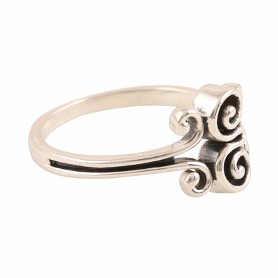 Sterling silver band ring, 'Curling Delight' - Curl Motif Sterling Silver Band Ring from India
