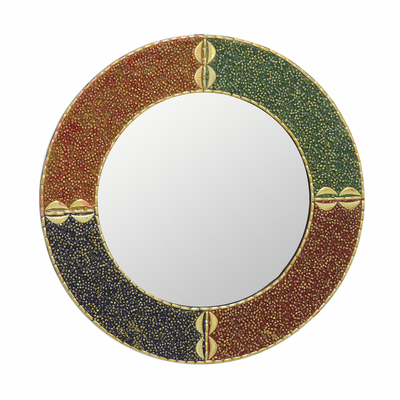 Colorful Glass Beaded Wall Mirror from India