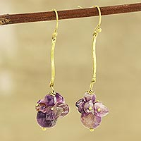 Quartz beaded cluster earrings, Gemstone Burst