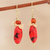 Agate beaded cluster earrings, 'Fiery Combination' - Agate and Red Resin Beaded Cluster Earrings from India thumbail