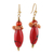 Agate beaded cluster earrings, 'Fiery Combination' - Agate and Red Resin Beaded Cluster Earrings from India (image 2a) thumbail