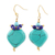 Beaded cluster earrings, 'Upturned Drops' - Sky Blue Beaded Cluster Earrings from India