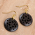 Hand carved dangle earrings, 'Jali Coffee' - Hand Crafted Dangle Earrings with Polished Brass Hooks