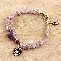 Quartz beaded bracelet, Purple Gorgeous