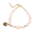 Quartz beaded bracelet, 'Appealing Pink' - Floral Pink Quartz Beaded Bracelet from India