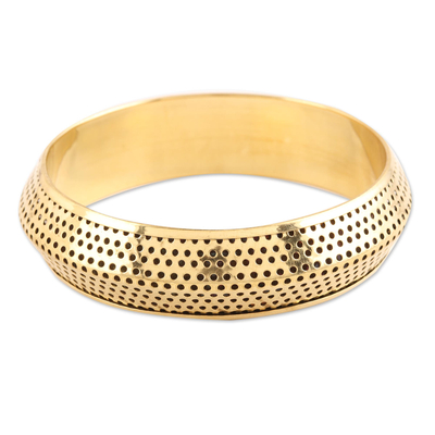 Brass bangle bracelet, 'Jali Gleam' - Jali Pattern Brass Bangle Bracelet from India