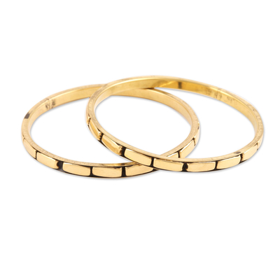 Patterned Brass Bangle Bracelets from India (Pair)