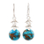 Sterling silver dangle earrings, 'Dancing Fruit' - Round Composite Turquoise Dangle Earrings from India thumbail