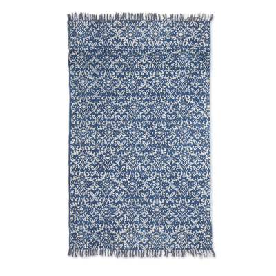 Vine Motif Cotton Area Rug from India (4x6)