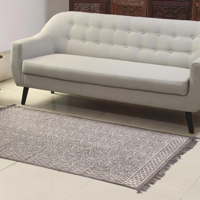 Teppich aus Baumwolle, (4x6) - Teppich aus Baumwolle mit Paisley-Motiv in Espresso aus Indien (4x6)