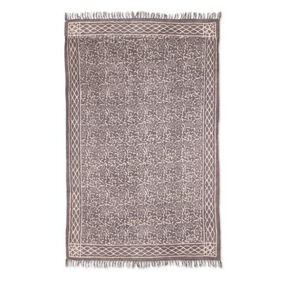 Paisley Motif Cotton Area Rug in Espresso from India (4x6)