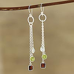 5.5-Carat Multi-Gemstone Dangle Earrings from India, 'Combined Sparkle'