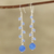 Chalcedony beaded dangle earrings, 'Orb Dance' - Blue Chalcedony Beaded Dangle Earrings Crafted in India (image 2) thumbail