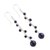 Lapis lazuli beaded dangle earrings, 'Orb Dance' - Lapis Lazuli Beaded Dangle Earrings Crafted in India (image 2c) thumbail