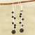Onyx beaded dangle earrings, 'Orb Dance in Black' - Black Onyx Beaded Dangle Earrings Crafted in India (image 2) thumbail