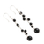Onyx beaded dangle earrings, 'Orb Dance in Black' - Black Onyx Beaded Dangle Earrings Crafted in India (image 2c) thumbail