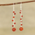 Onyx beaded dangle earrings, 'Orb Dance in Red-Orange' - Red-Orange Onyx Beaded Dangle Earrings Crafted in India (image 2) thumbail
