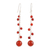 Onyx beaded dangle earrings, 'Orb Dance in Red-Orange' - Red-Orange Onyx Beaded Dangle Earrings Crafted in India thumbail