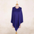 Wool poncho, 'Cobalt Blue Warmth' - Indian Cashmere Wool Knitted Cobalt Blue Poncho