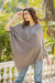 Wool poncho, 'Dark Taupe Warmth' - Indian Cashmere Wool Knitted Dark Taupe Poncho thumbail