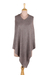 Wool poncho, 'Dark Taupe Warmth' - Indian Cashmere Wool Knitted Dark Taupe Poncho (image 2a) thumbail