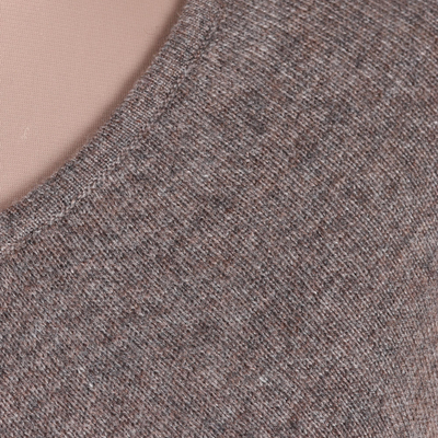 Poncho de lana - Poncho indio de punto de lana cashmere topo oscuro