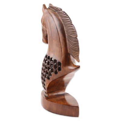 Wood sculpture, 'Swift Grace' - Openwork Kadam Wood Horse Sculpture from India