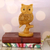 Wood sculpture, 'Midnight Grace in Light Brown' - Openwork Kadam Wood Owl Sculpture in Light Brown from India