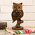 Wood sculpture, 'Midnight Grace in Dark Brown' - Openwork Kadam Wood Owl Sculpture in Dark Brown from India thumbail