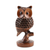 Wood sculpture, 'Midnight Grace in Dark Brown' - Openwork Kadam Wood Owl Sculpture in Dark Brown from India (image 2a) thumbail