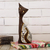 Wood and glass sculpture, 'Glimmering Cat' (8 inch) - Wood and Glass Cat Sculpture from India (8 Inch)