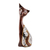 Holz- und Glasskulptur, (8 Zoll) - Katzenskulptur aus Holz und Glas aus Indien (8 Zoll)