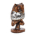 Glass and wood sculpture, 'Glimmering Owl' (5 inch) - Wood and Glass Owl Sculpture from India (5 Inch)
