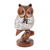 Glass and wood sculpture, 'Glimmering Owl' (6 inch) - Wood and Glass Owl Sculpture from India (6 Inch)