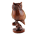 Glass and wood sculpture, 'Glimmering Owl' (6 inch) - Wood and Glass Owl Sculpture from India (6 Inch)