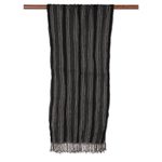 Wool scarf, 'Chic Stripes' - Wool Scarf with Subtle Stripes Crafted in India