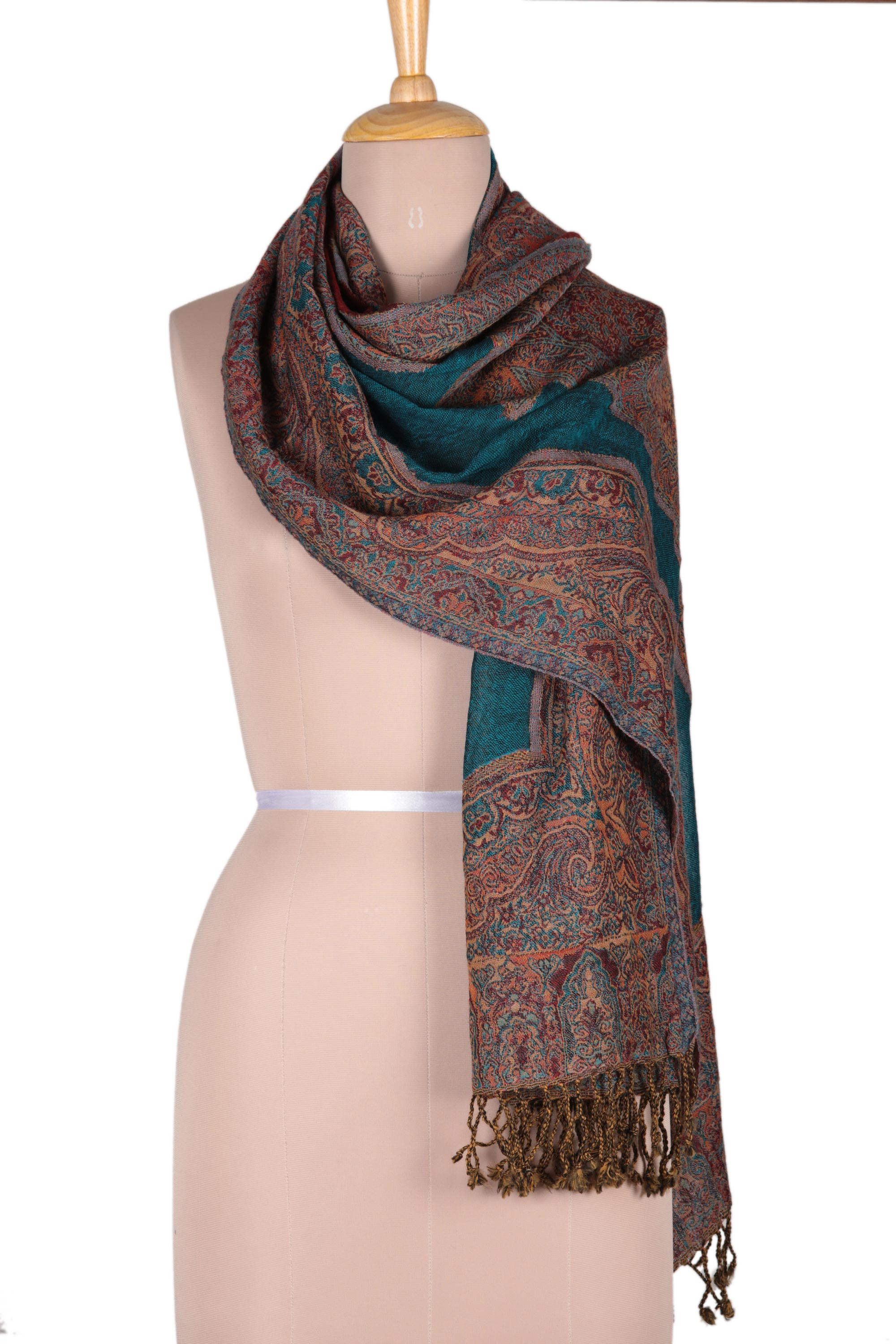 UNICEF Market | Paisley Motif Jamawar Wool Shawl from India - Colorful ...