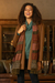 Wool scarf, 'Autumn Waves' - Wave Pattern Wool Scarf from India thumbail