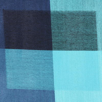 Viskose-Schal - Viskose-Schal mit blauen Mustern aus Indien