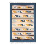 Wool area rug, 'Spiral Brilliance' (4x5.5) - Spiral Pattern Geometric Wool Area Rug from India (4x5.5)