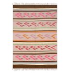 Wool area rug, 'Blossom Dance' (4x5.5) - Floral Geometric Pattern Wool Area Rug from India (4x5.5)