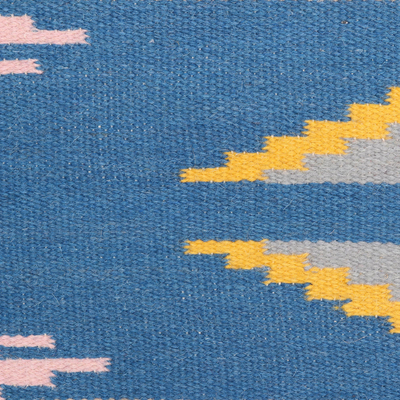 Wool area rug, 'Cute Fusion' (4x6) - Handwoven Geometric Wool Area Rug from India (4x6)
