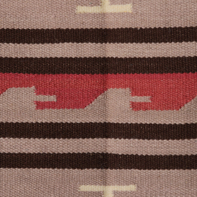 Alfombra de lana, (4x6) - Alfombra de lana tejida a mano con rayas geométricas de la India (4x6)