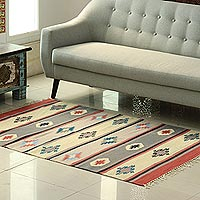 Wool area rug, 'Starry Flair' (4x6)