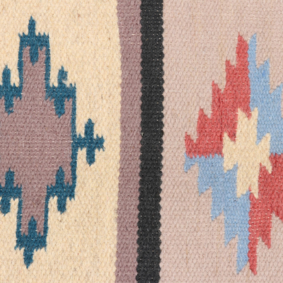 Wool area rug, 'Starry Flair' (4x6) - Artisan Crafted Geometric Wool Area Rug from India (4x6)