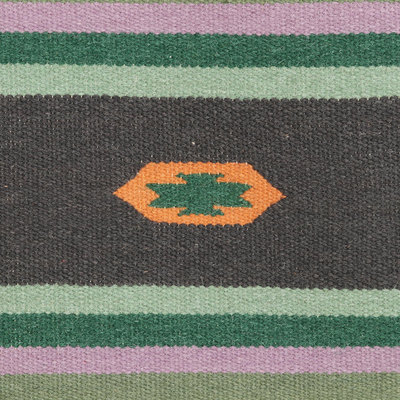 Alfombra de lana, (4x6) - Alfombra de área de lana con diseño geométrico a rayas de la India (4x6)
