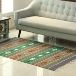 Wool area rug, 'Song of Stars' (4x6) - Geometric and Stripe Pattern Wool Area Rug from India (4x6)