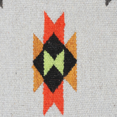 Wollteppich, (3x5) - Teppich aus scharlachroter und seladonfarbener Wolle aus Indien (3x5)