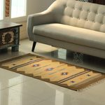 Wool area rug, 'Beige Delight' (3x5) - Beige and Olive Wool Area Rug from India (3x5)