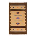 Wool area rug, 'Beige Delight' (3x5) - Beige and Olive Wool Area Rug from India (3x5)